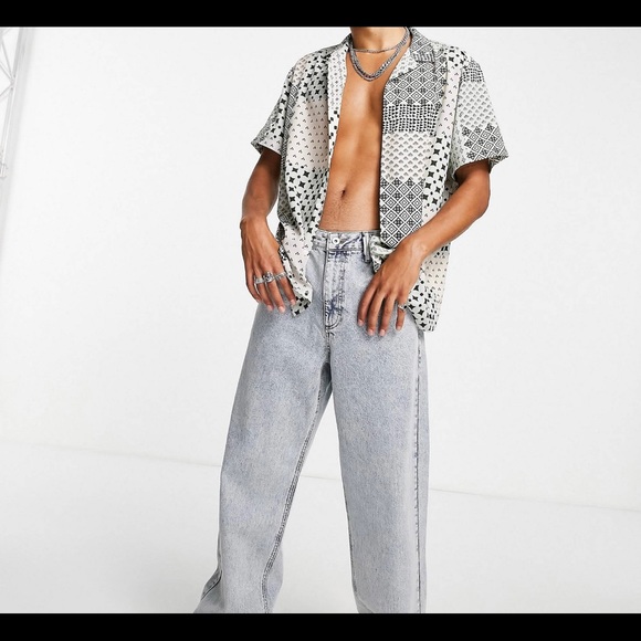 NWOT Men’s ASOS DESIGN relaxed / oversized shirt in patch geo print - Picture 7 of 7